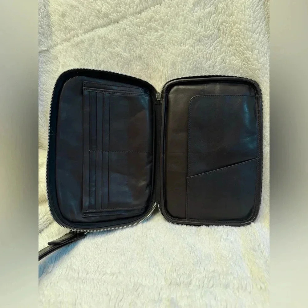 Bally Unisex Leather Pouch in Dark Brown